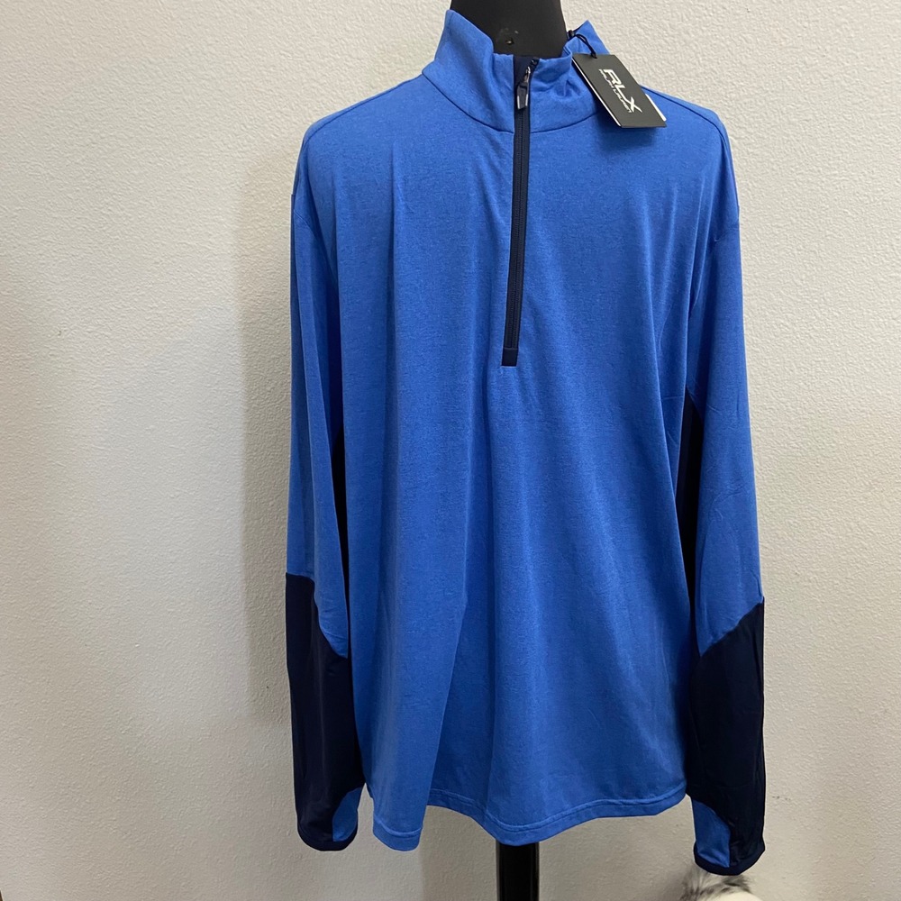 RLX Ralph Lauren Mens L Blue Golf Concept 1 Quarter Zip Pullover NEW Heathered